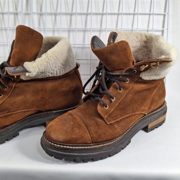 NAPOLEONI Italian Suede Winter Boots With Cozy Shearling Trim Sz 39(sz8.5-9) - Picture 4 of 6